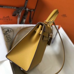 Hermes Kelly 25cm Sellier Bag In Yellow Epsom Leather