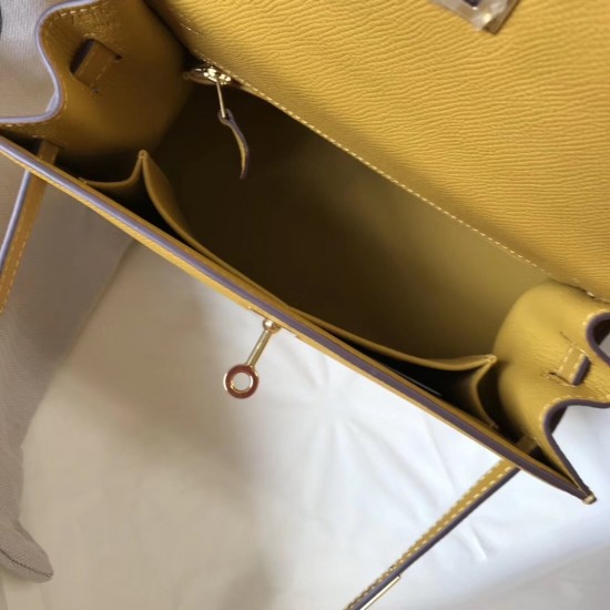 Hermes Kelly 25cm Sellier Bag In Yellow Epsom Leather