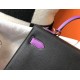 Hermes Bi-color Kelly 32cm Epsom Bag Black/Purple GHW