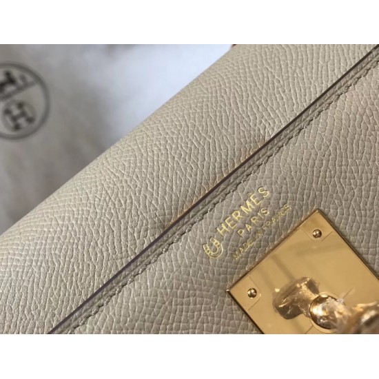 Hermes Bi-color Kelly 32cm Epsom Bag Tourterelle/Gold GHW