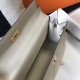 Hermes Bi-color Kelly 32cm Epsom Bag White/Taupe GHW