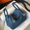 Hermes Lindy Mini Bag In Blue Agate Clemence Calfskin