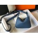 Hermes Lindy Mini Bag In Blue Agate Clemence Calfskin