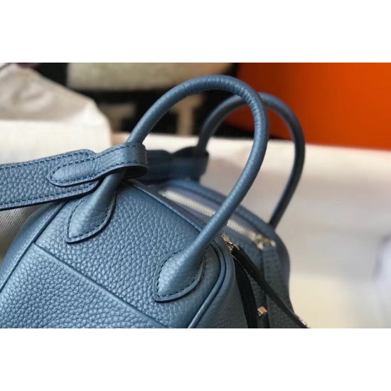 Hermes Lindy Mini Bag In Blue Agate Clemence Calfskin