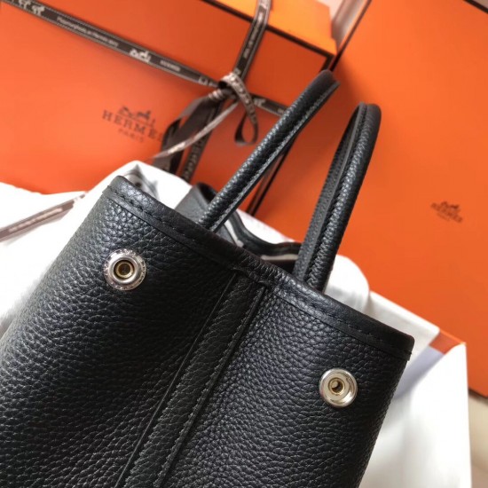 Hermes Garden Party 36 Bag In Black Clemence Calfskin