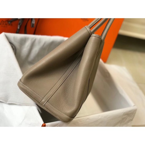 Hermes Garden Party 36 Bag In Grey Clemence Calfskin