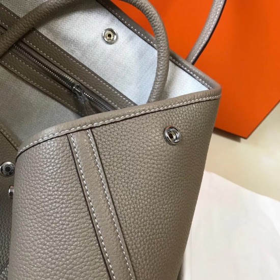 Hermes Garden Party 36 Bag In Grey Clemence Calfskin