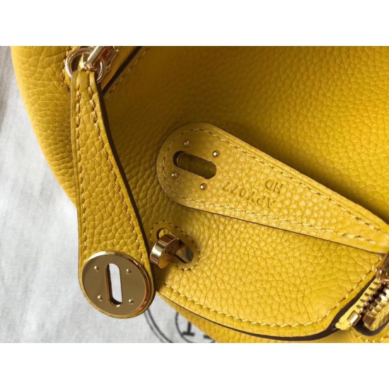 Hermes Lindy Mini Bag In Yellow Clemence Calfskin