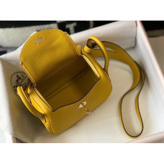 Hermes Lindy Mini Bag In Yellow Clemence Calfskin