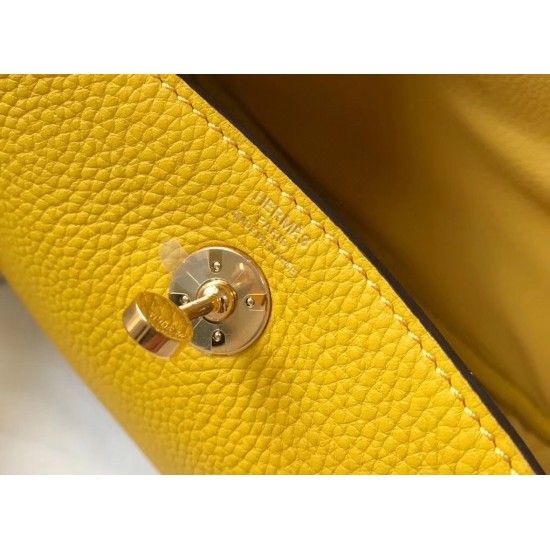 Hermes Lindy Mini Bag In Yellow Clemence Calfskin