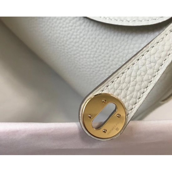 Hermes Lindy Mini Bag In White Clemence Calfskin