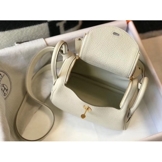 Hermes Lindy Mini Bag In White Clemence Calfskin