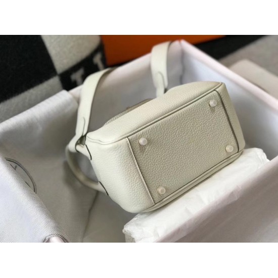 Hermes Lindy Mini Bag In White Clemence Calfskin