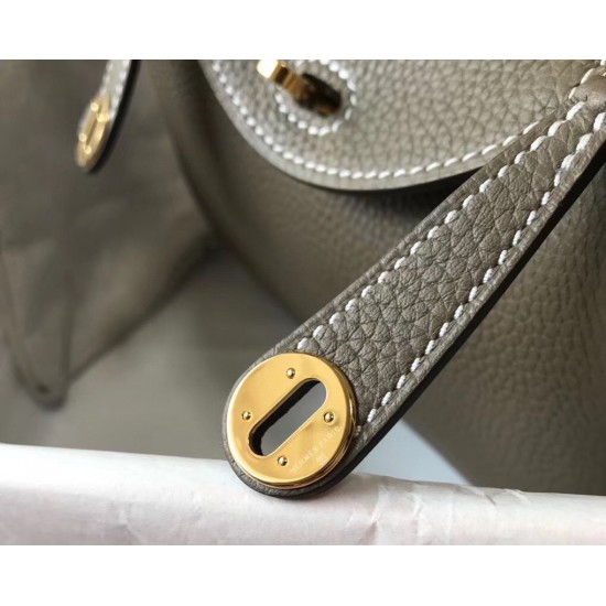 Hermes Lindy Mini Bag In Taupe Clemence Calfskin