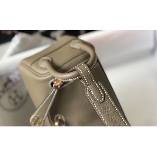 Hermes Lindy Mini Bag In Taupe Clemence Calfskin