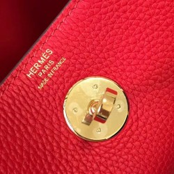 Hermes Lindy Mini Bag In Red Clemence Calfskin