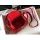 Hermes Lindy Mini Bag In Red Clemence Calfskin