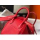 Hermes Lindy Mini Bag In Red Clemence Calfskin