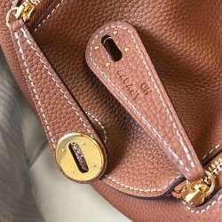 Hermes Lindy Mini Bag In Gold Clemence Calfskin