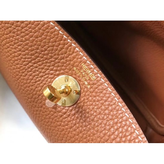 Hermes Lindy Mini Bag In Gold Clemence Calfskin