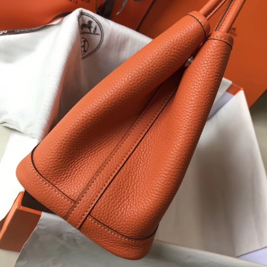 Hermes Garden Party 36 Bag In Orange Clemence Calfskin