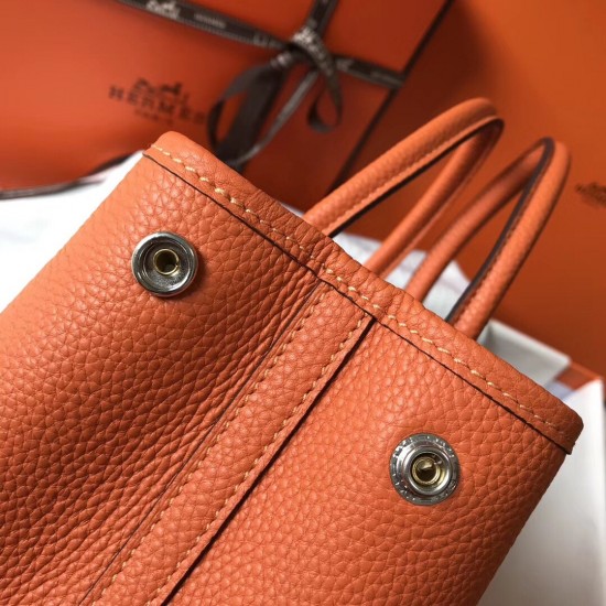 Hermes Garden Party 36 Bag In Orange Clemence Calfskin