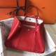 Hermes Garden Party 36 Bag In Red Clemence Calfskin