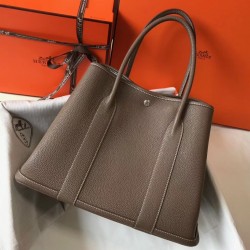 Hermes Garden Party 36 Bag In Taupe Clemence Calfskin