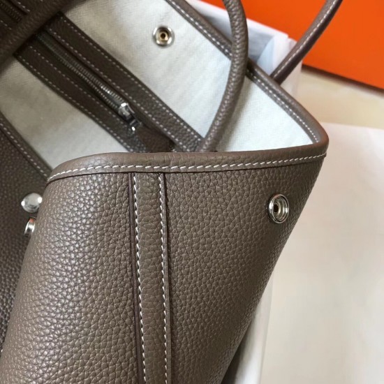 Hermes Garden Party 36 Bag In Taupe Clemence Calfskin