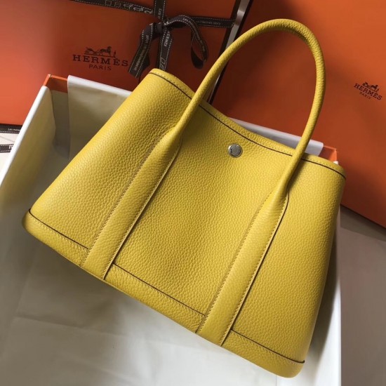 Hermes Garden Party 36 Bag In Yellow Clemence Calfskin