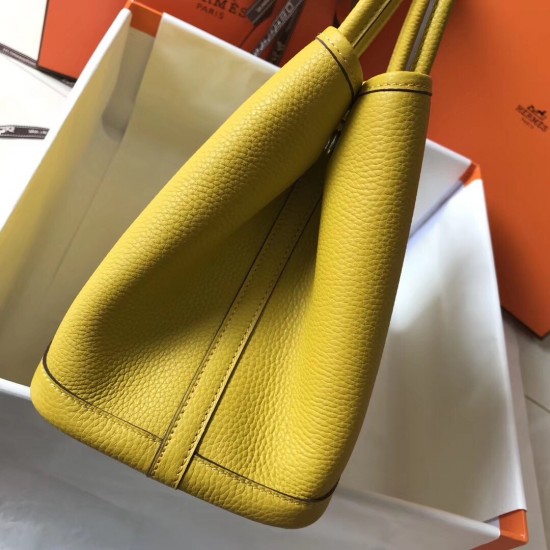 Hermes Garden Party 36 Bag In Yellow Clemence Calfskin