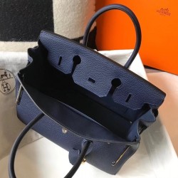 Hermes Birkin 30cm Bag In Dark Blue Clemence Leather