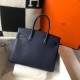 Hermes Birkin 30cm Bag In Dark Blue Clemence Leather