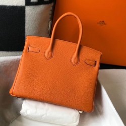 Hermes Birkin 30cm Bag In Orange Clemence Leather