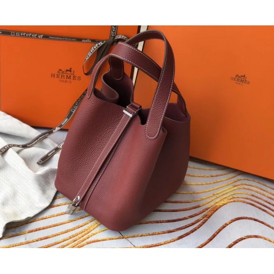 Hermes Picotin Lock 18 Bag In Bordeaux Clemence Leather