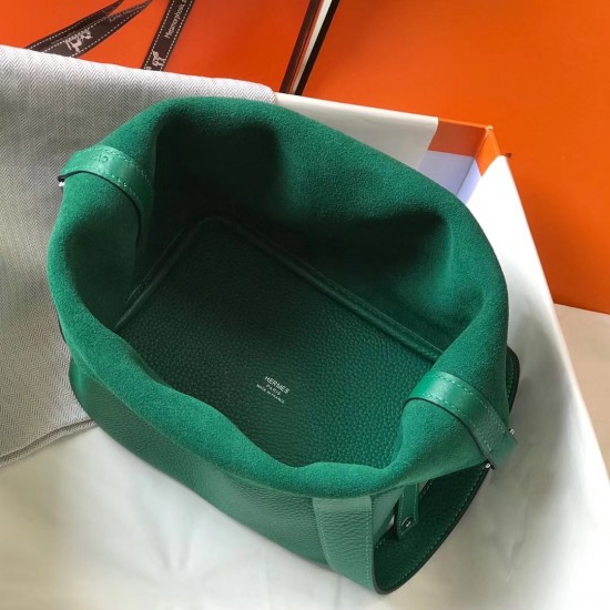 Hermes Picotin Lock 18 Bag In Malachite Clemence Leather