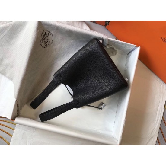 Hermes Picotin Lock 18 Bag In Black Clemence Leather