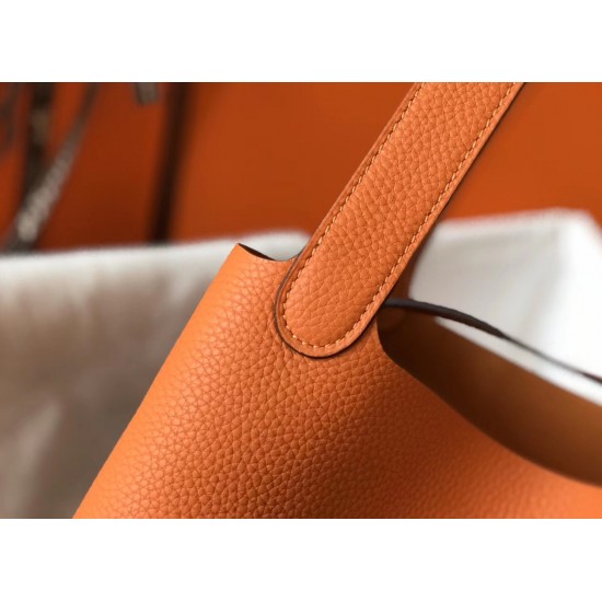 Hermes Picotin Lock 18 Bag In Orange Clemence Leather