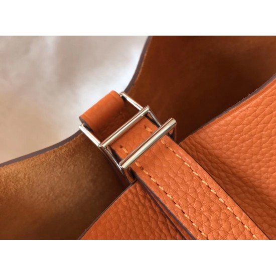 Hermes Picotin Lock 18 Bag In Orange Clemence Leather