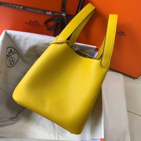 Hermes Picotin Lock 18 Bag In Yellow Clemence Leather