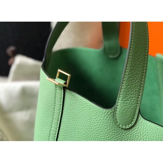 Hermes Picotin Lock 18 Bag In Vert Criquet Clemence Leather