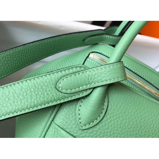 Hermes Lindy Mini Bag In Vert Criquet Clemence Calfskin