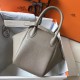 Hermes Lindy 26cm Bag In Gris Tourterelle Clemence With PHW