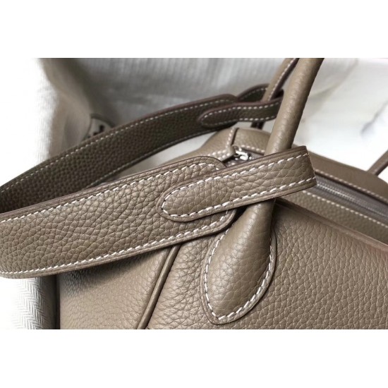 Hermes Lindy 26cm Bag In Taupe Grey Clemence With PHW