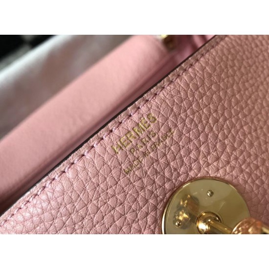 Hermes Lindy 26cm Bag In Pink Clemence With GHW