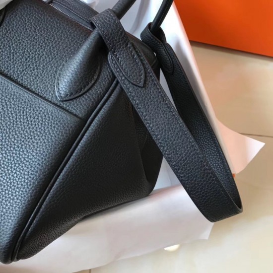 Hermes Lindy 26cm Bag In Black Clemence With PHW