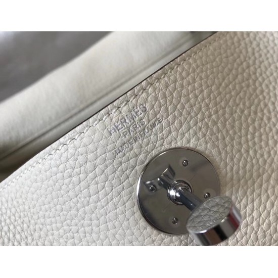 Hermes Lindy 26cm Bag In White Clemence With PHW