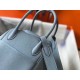 Hermes Lindy 26cm Bag In Blue Lin Clemence With PHW