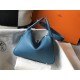 Hermes Lindy 26cm Bag In Blue Jean Clemence With PHW