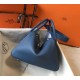 Hermes Lindy 26cm Bag In Blue Agate Clemence With PHW